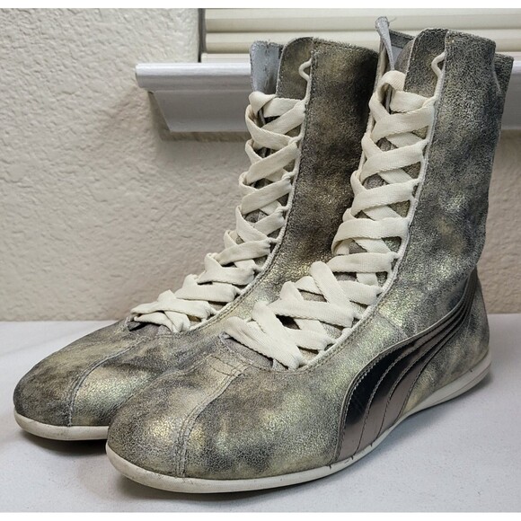 Puma Eskiva Womens Metallic Gold High Top Boxing Shoes Sneakers US 8 UK 5.5 - Picture 2 of 13